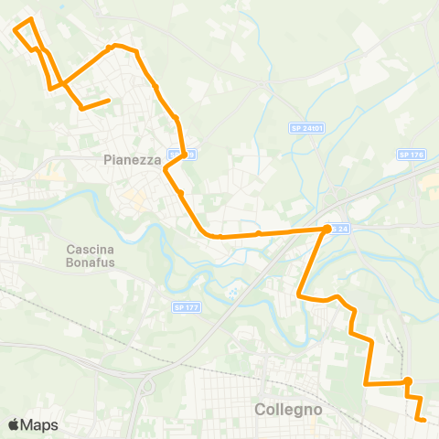 GTT Torino Via De Amicis (Fermi M1 - Collegno) - via Musinè (Pianezza) map