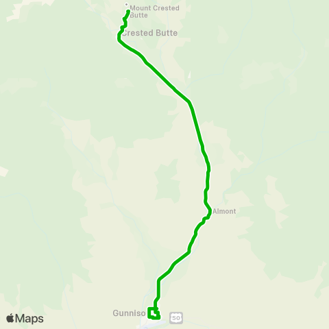 Gunnison Valley RTA Gunnison - Mt. Crested Butte map