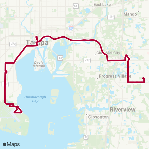 HART Brandon / South Tampa Limited Express map