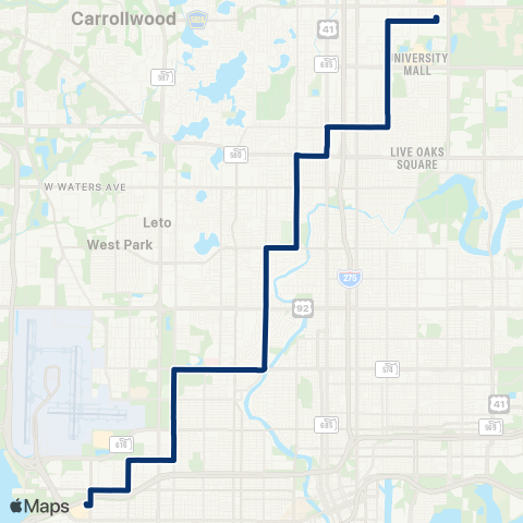 HART University Area / Westshore map