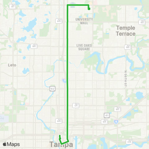 HART Nebraska Avenue (Metrorapid) map