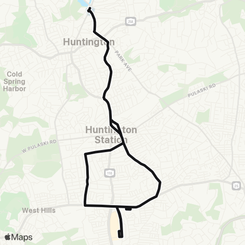 HART Halesite to Huntington LIRR map