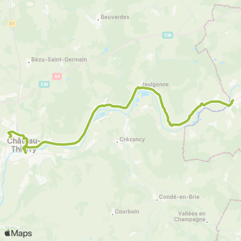 Hauts-de-France Car 02 Dormans - Jaulgonne - Château Thierry map