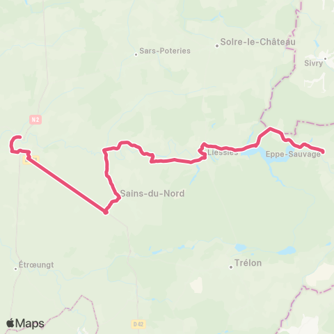 Hauts-de-France Car 59 - Nord Eppe-Sauvage - Avesnes-sur-Helpe map