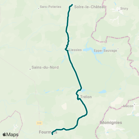 Hauts-de-France Car 59 - Nord Solre-le-Château - Fourmies map