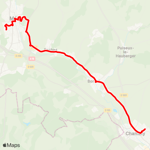 Hauts-de-France Car 60 - Lignes scolaires Chambly - Méru map