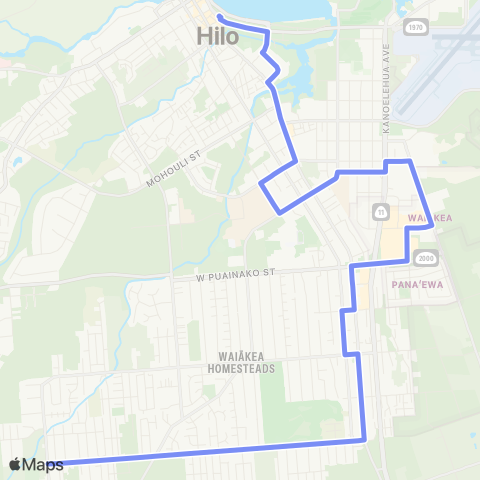 Hele-On Bus Intra Hilo Waiakea Uka map