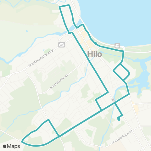 Hele-On Bus Intra Hilo Mohouli map