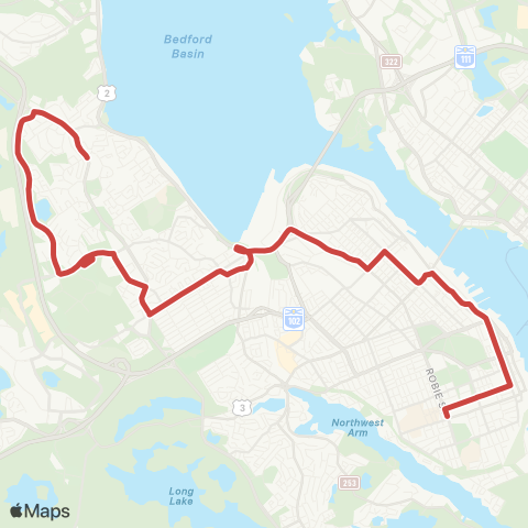 Halifax Transit Parkland Express map