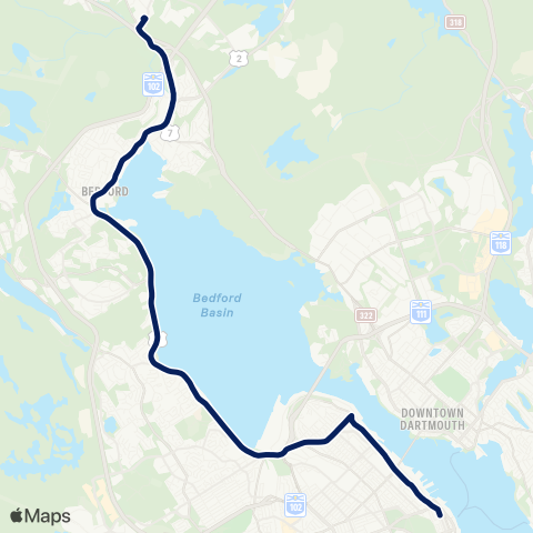 Halifax Transit Bedford Highway map