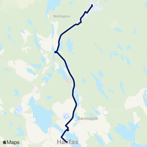 Halifax Transit Airport - Fall River MetroX map