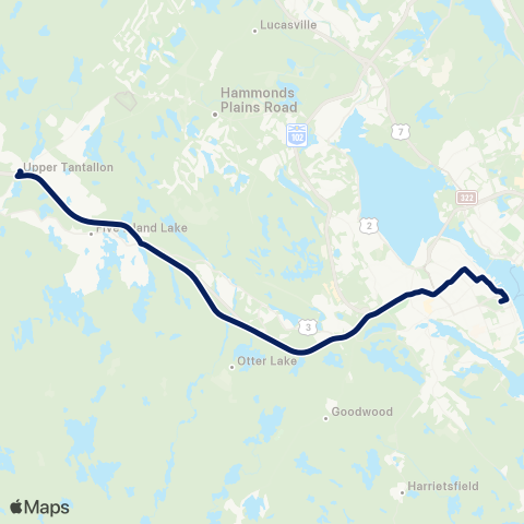 Halifax Transit Tantallon - Sheldrake Lake Reg Exp map