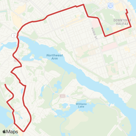 Halifax Transit Cowie Hill Express map