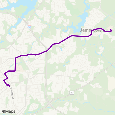 High Point Transit GTCC / Jamestown map