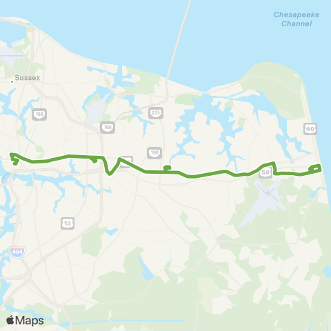 HRT 757x - Virginia Beach Blvd map