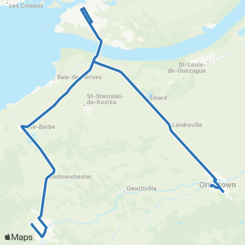 MRC du Haut-Saint-Laurent Ligne bleue map