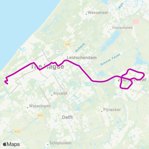 HTM Loosduinen - Zoetermeer Centrum map