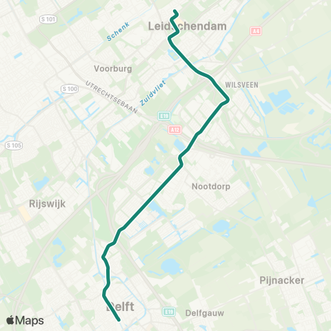 HTM Delft Noord - Leidschendam leidsenhage map