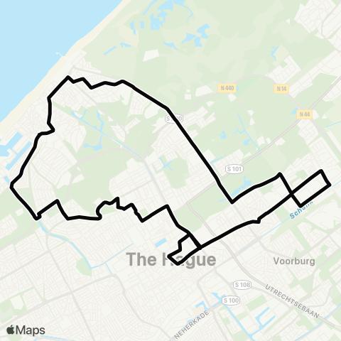 HTM Nachtlijn 1: CS - Mariahoeve - Scheveningen map