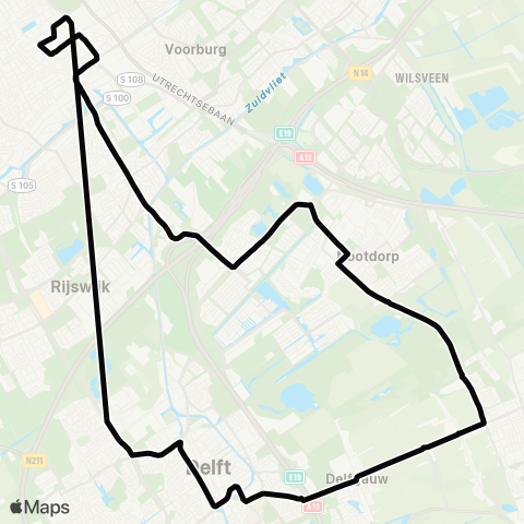 HTM Nachtlijn 5: Ypenburg - Delft map