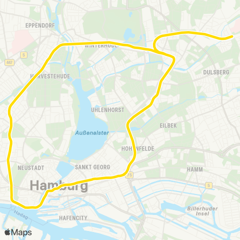 HVV Barmbek > Schlump > Hauptbahnhof Süd > Wandsbek-Gartenstadt map