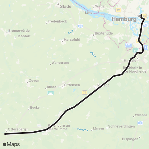 HVV / Gesamtverkehr Hamburg > Bremen map