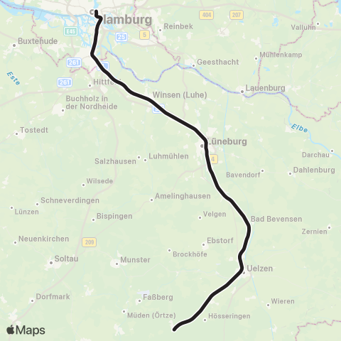 HVV / + Re2 Gesamtverkehr Hamburg >Lüneburg > Uelzen (> Hannover) map