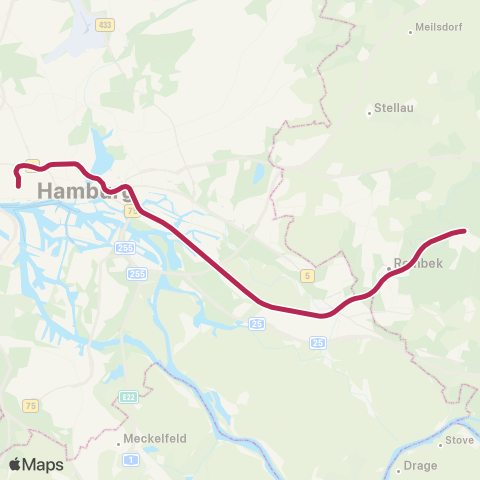 HVV Altona > Sternschanze > Hamburg Hbf > Bergedorf > Aumühle map