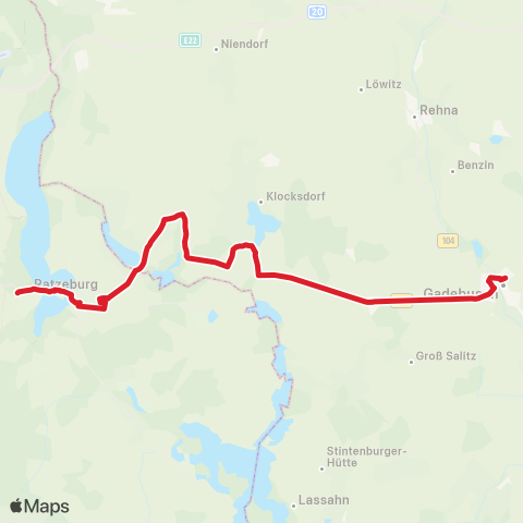 StadtBus/RegionalBus (Hamburg) Gadebusch - Ratzeburg (Anschluss Nach Hamburg / Lüneburg) map