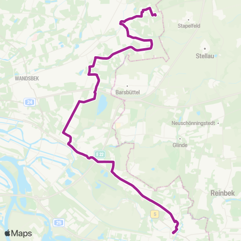 HVV MetroBus Bf. Tonndorf / Gewerbepark Merkur > Bf. Rahlstedt > Jenfeld > Billstedt > Bf. Bergedorf map