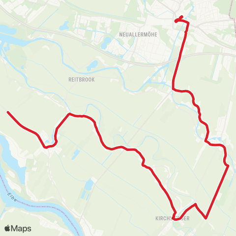 StadtBus/RegionalBus (Hamburg) Bf. Bergedorf > Curslack > Neuengamme > Fünfhausen > Ochsenwerder map