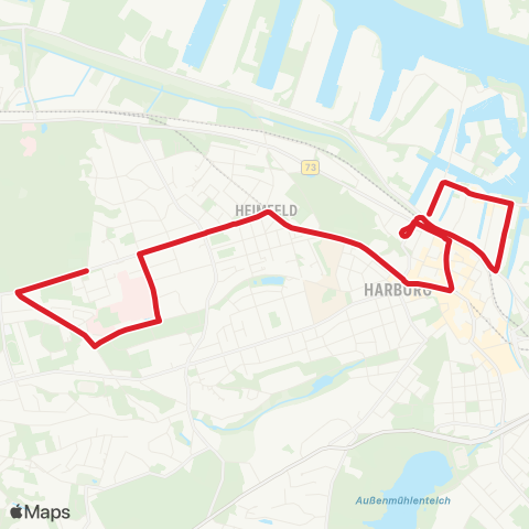 HVV SchnellBus Heimfeld > Harburg Rathaus > Hafen Harburg map