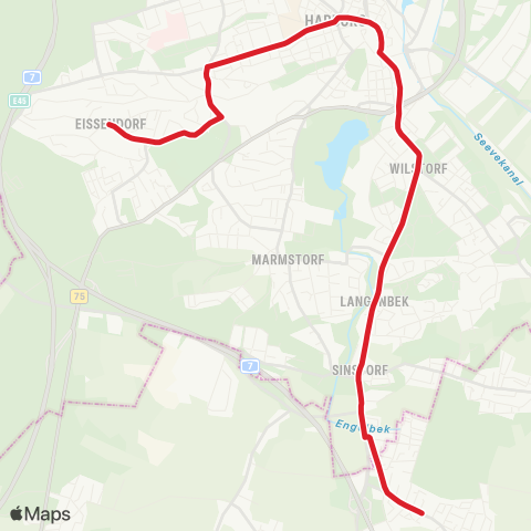 HVV SchnellBus Eißendorf > Harburg Rathaus > Sinstorf > Fleestedt map