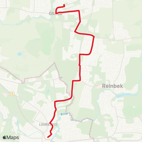 StadtBus/RegionalBus (Hamburg) Glinde > Industriegebiet Reinbek > Bf. Bergedorf map