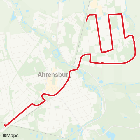 StadtBus/RegionalBus (Hamburg) (Ahrensburg West >) Bf. Ahrensburg > Gewerbegebiet Nord > Bf. Gartenholz map