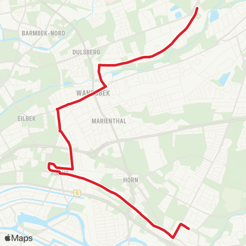 StadtBus/RegionalBus (Hamburg) AM Hohen Hause (Rentenv.) > Wandsbek Markt > Billstedt map