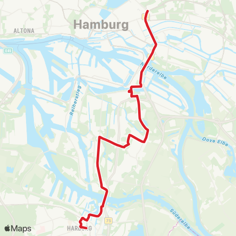 StadtBus/RegionalBus (Umland) Berliner Tor > Wilhelmsburg >Harburg Rathaus map