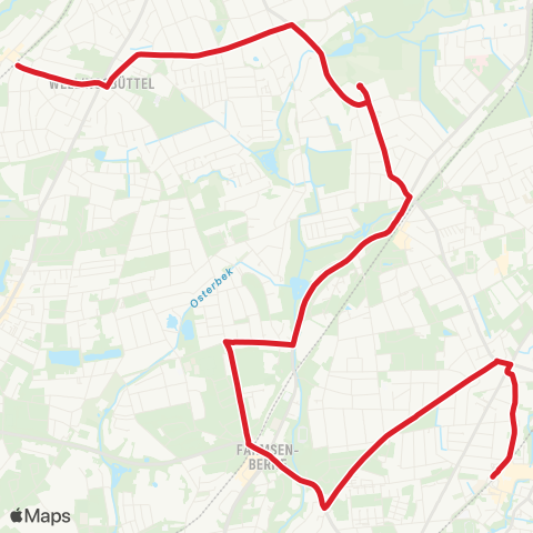 StadtBus/RegionalBus (Hamburg) Wellingsbüttel > Berne > Farmsen > Bf. Rahlstedt map