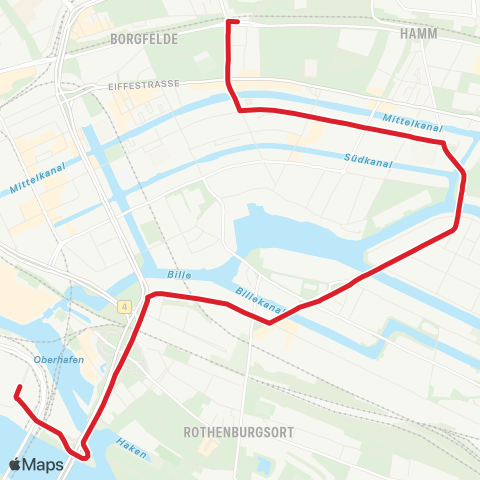 StadtBus/RegionalBus (Hamburg) Burgstraße > Rothenburgsort > %Ubelbbrücken map