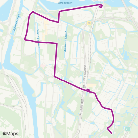 HVV MetroBus Veddel > Wilhelmsburg > Kirchdorf (Süd) map