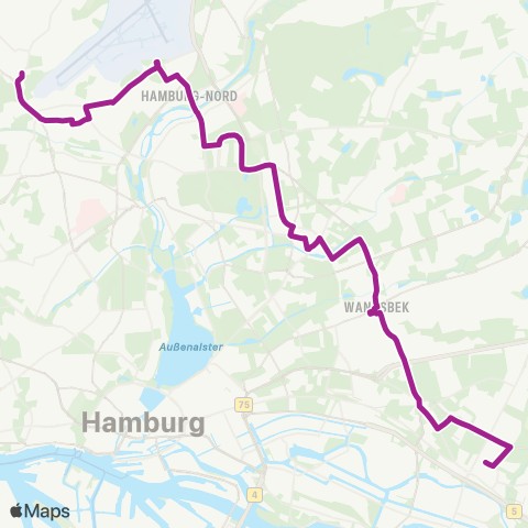 HVV MetroBus Niendorf Markt > Barmbek > Billstedt map