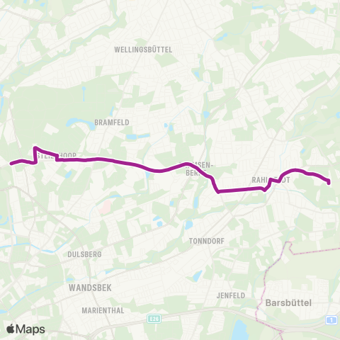 HVV MetroBus Rübenkamp > Farmsen > Bf. Rahlstedt > Großlohe map