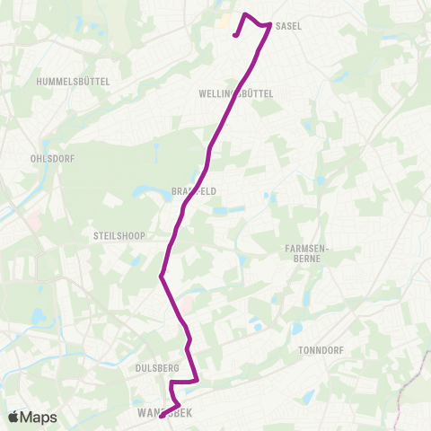 HVV MetroBus Wandsbek Markt > Bramfeld > Poppenbüttel map