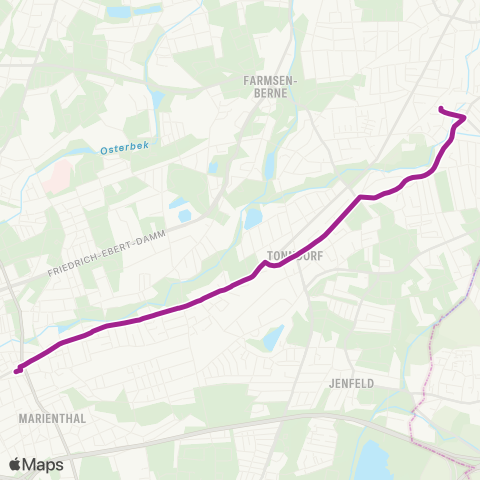 HVV MetroBus Wandsbek Markt > Tonndorf > Bf. Rahlstedt map