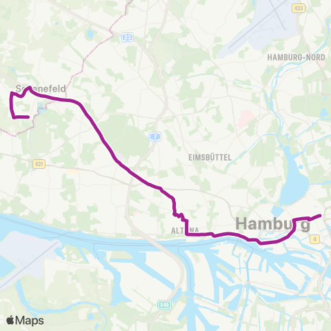 HVV MetroBus Schenefeld > Bahrenfeld > Bf. Altona > Baumwall > Hauptbahnhof > %Ubberliner Tor map