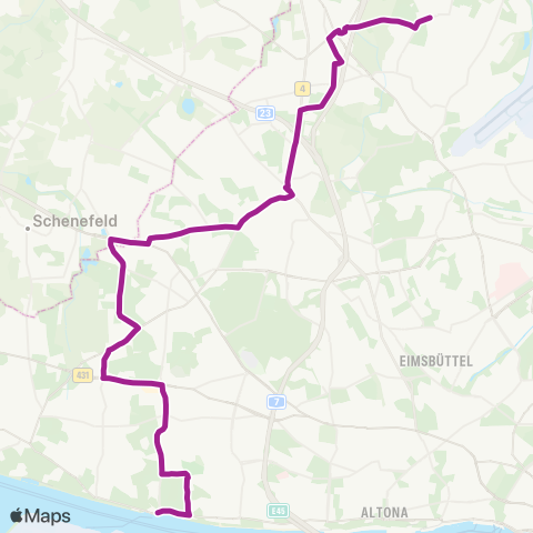 HVV MetroBus Niendorf Nord > Eidelstedt > Osdorfer Born > Klein Flottbek > Teufelsbrück map