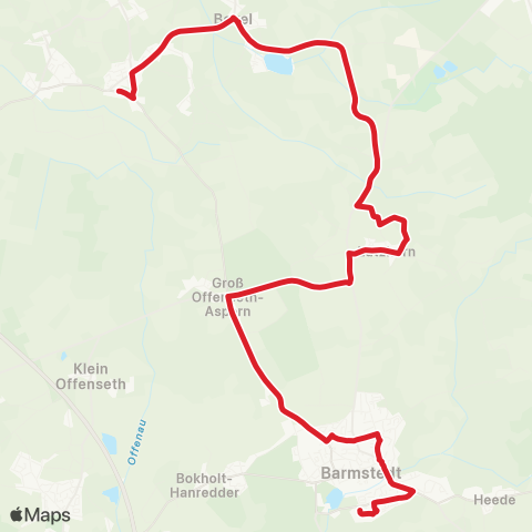 StadtBus/RegionalBus (Umland) Barmstedt > Lutzhorn > Bokel > Hörnerkirchen map