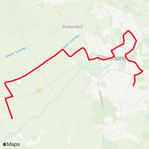 StadtBus/RegionalBus (Umland) Raa-Besenbek > Elmshorn map