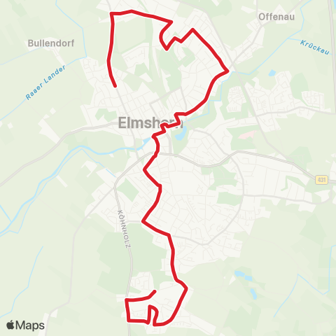 StadtBus/RegionalBus (Umland) Klein Nordende - Bf. Elmshorn - Zeppelinplatz - Hasenbusch map