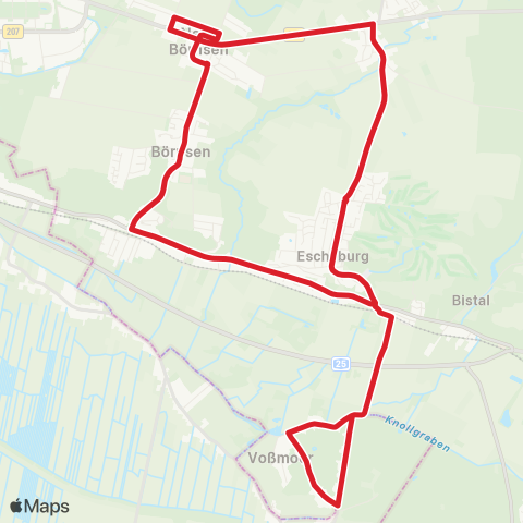 StadtBus/RegionalBus (Umland) Börnsen > Neu-Börnsen > Escheburg > Voßmoor > Kröppelshagen map